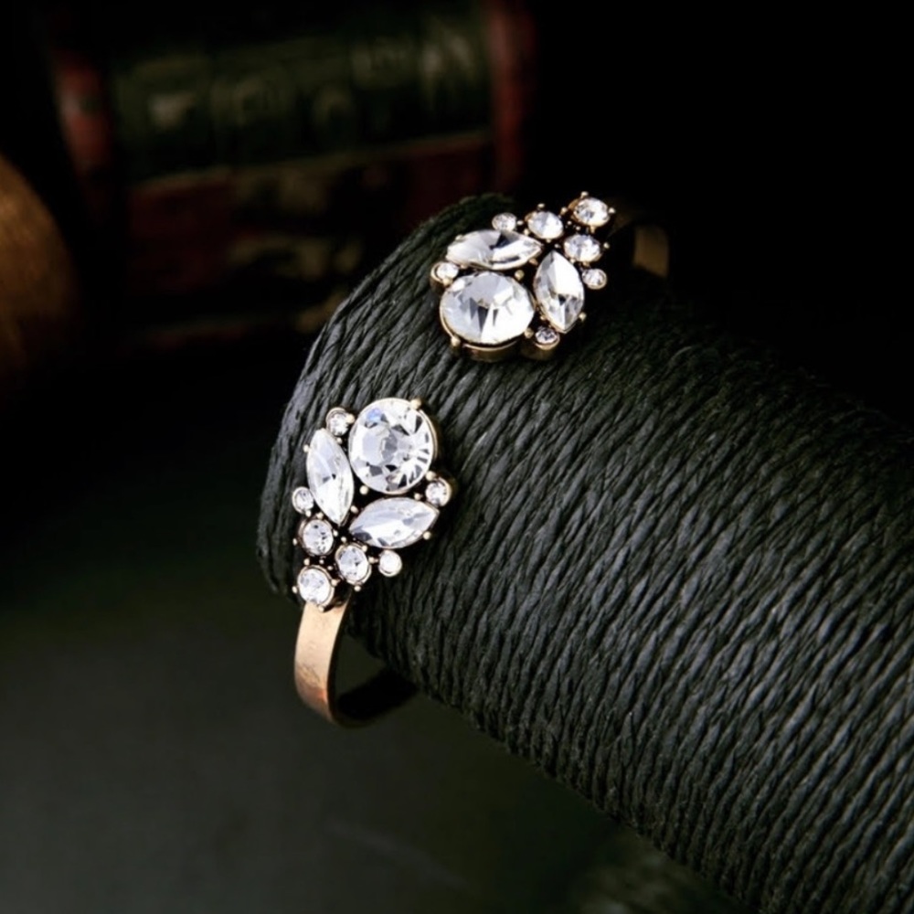 Crystal and Gold Cuff Bracelet - Picture 2 of 5